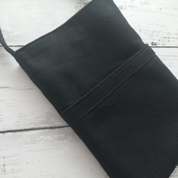 ※受注製作※　帆布のスマホショルダー サコッシュ /ブラック 2枚目の画像