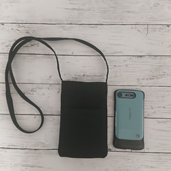 ※受注製作※　帆布のスマホショルダー サコッシュ /ブラック 4枚目の画像