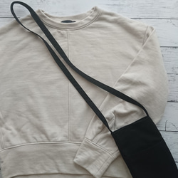 ※受注製作※　帆布のスマホショルダー サコッシュ /ブラック 5枚目の画像