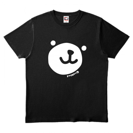 【お揃い】ポケットくま もっとビッグフェイスTシャツ ブラック