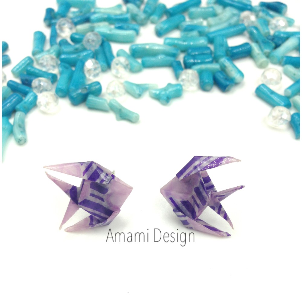 折り紙★エンジェルフィッシュピアス・紫縞