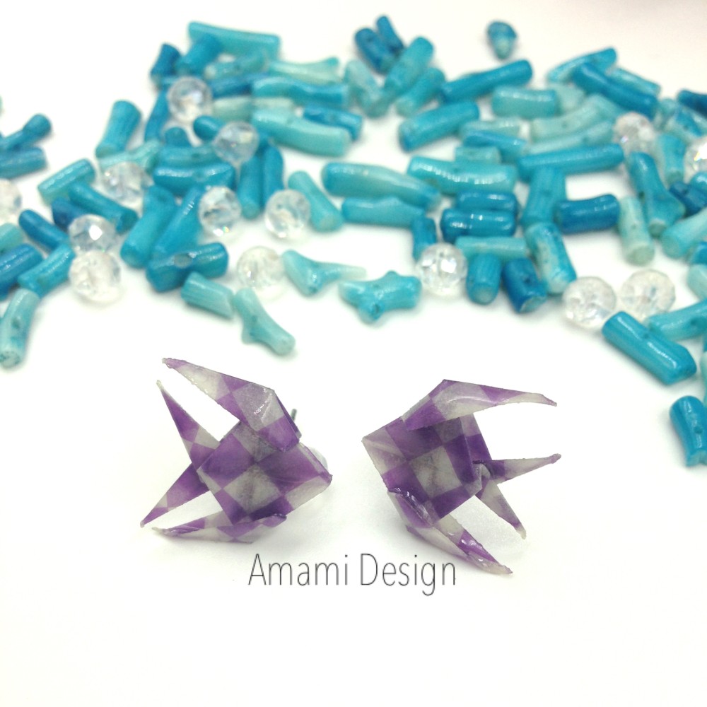 折り紙★エンジェルフィッシュピアス・紫