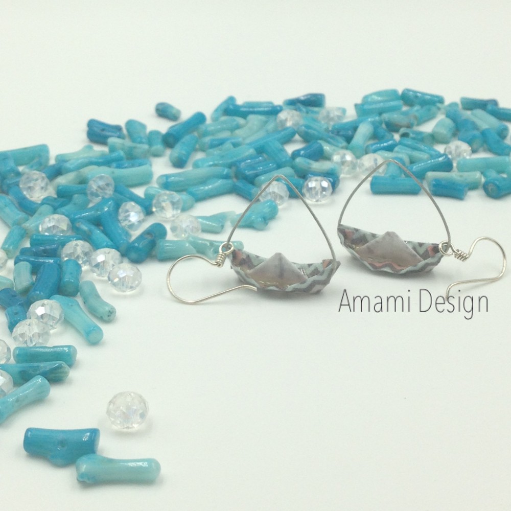 折り紙ピアス★揺れるヨット⛵️ジグザグ