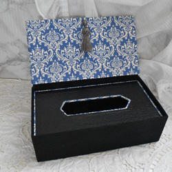 ティッシュケース・ティッシュボックス・蓋つきティッシュボックス　ダマスク柄　♣︎カルトナージュ♣︎ 4枚目の画像