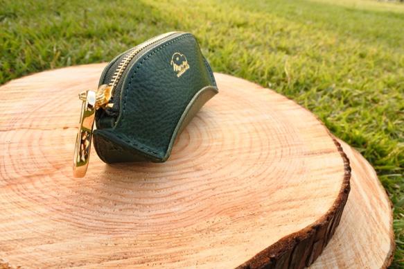 [La culla] 皮革鑰匙包和零錢包（正面：綠色/背面：可選） 第2張的照片