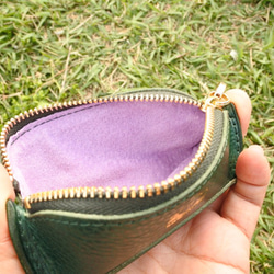 [La culla] 皮革鑰匙包和零錢包（正面：綠色/背面：可選） 第5張的照片