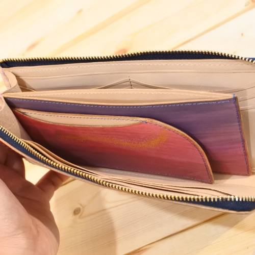 手染め・手縫いの長財布【Round Zipper Wallet】 手染め・手縫いの長財布【Round Zipper Wallet】