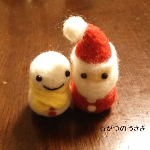 羊毛フェルト サンタ＆ゆきだるま 羊毛フェルト 6gatuusagi 通販
