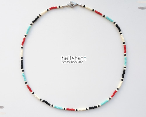 ネイティブカラーのビーズネックレス ビーズアクセサリー ターコイズ