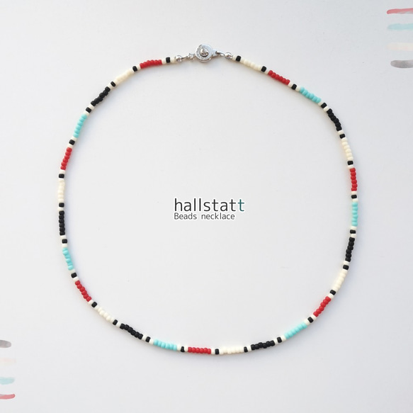 ネイティブカラーのビーズネックレス ビーズアクセサリー ターコイズ