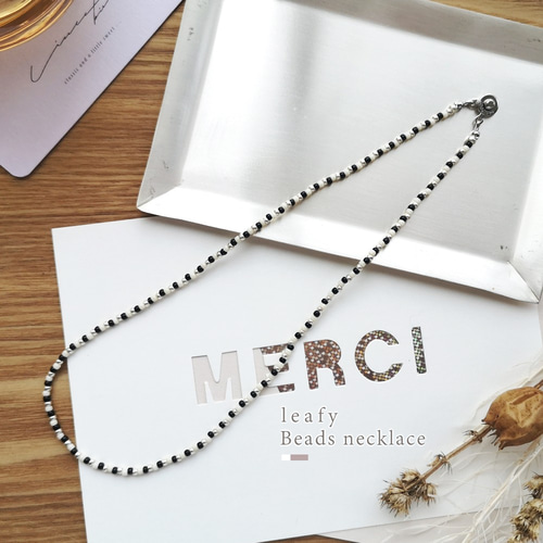 ❁basic black..＊シンプルなビーズネックレス ビーズアクセサリー