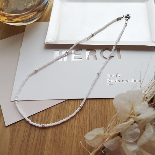 ❁white..＊淡色ビーズの夏色ネックレス ビーズアクセサリー