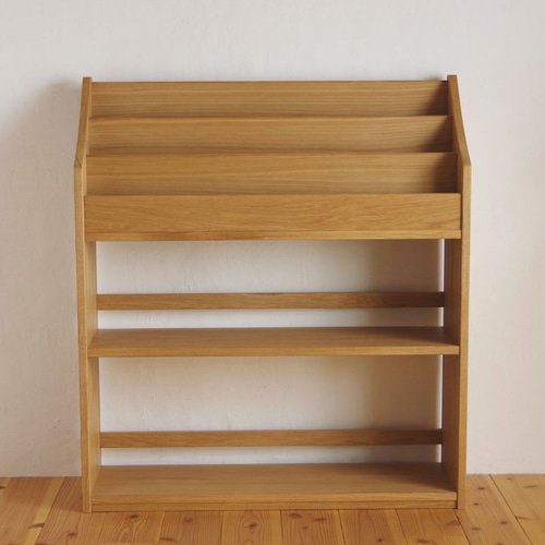 ホワイトオーク無垢材 絵本棚＊幅90cm 大容量 ラージサイズ 本棚・絵