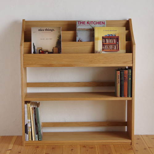 ホワイトオーク無垢材 絵本棚＊幅90cm 大容量 ラージサイズ 本棚・絵