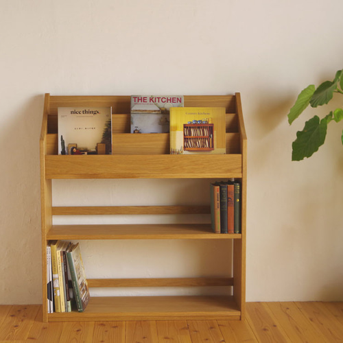 ホワイトオーク無垢材 絵本棚＊幅90cm 大容量 ラージサイズ 本棚・絵