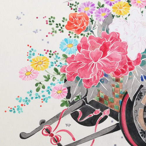 趣-omomuki- 色紙絵 「花車」 絵画 ほりみゆき (MIYU) 通販 11280385