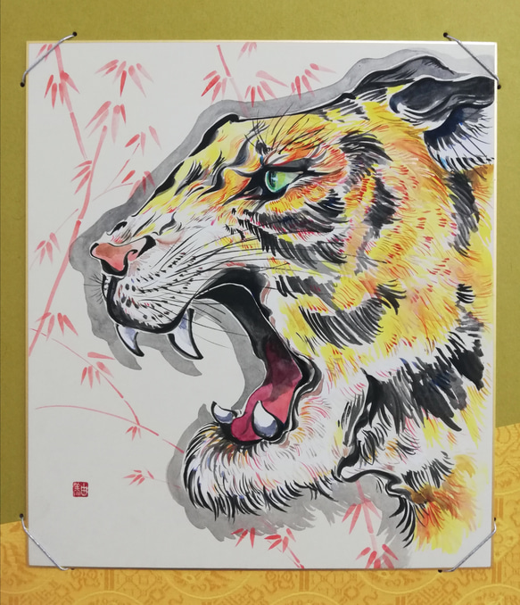 趣-omomuki- 色紙絵　「竹虎」 5枚目の画像