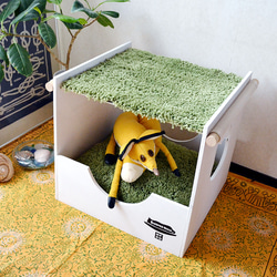 【モフスリーパー】ネコ用シャギー2段ベッド（ハンモック+ボックス） 3枚目の画像