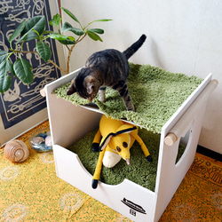 【モフスリーパー】ネコ用シャギー2段ベッド（ハンモック+ボックス） 8枚目の画像