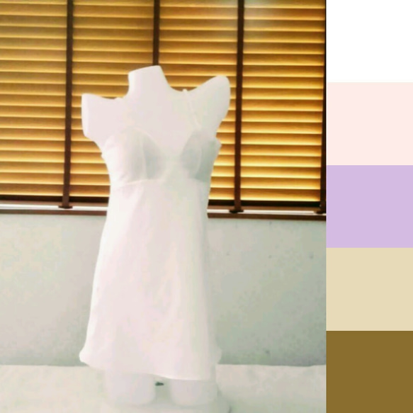 全5色インナーキャミソール　ダブルガーゼ　カップ付き　スリップ　ブラキャミ 1枚目の画像