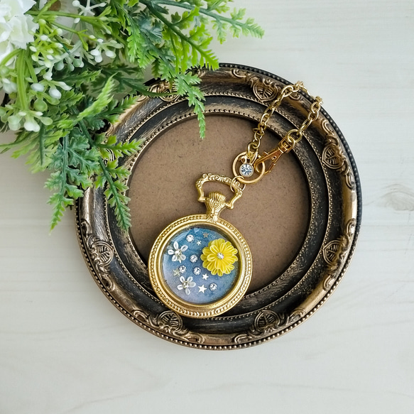 懐中時計風バックチャーム