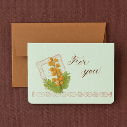 押し花とカリグラフィーのミニメッセージカード【For you】　ミモザのミニカード 4枚目の画像