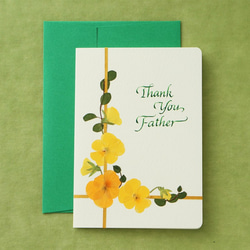 押し花とカリグラフィーの父の日カード【Thank you Father】　ビオラのサンキューカード 4枚目の画像