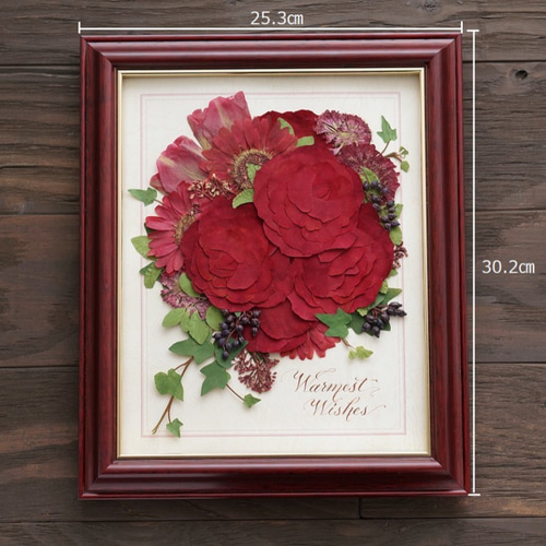 アートフレーム 赤とピンクの薔薇のブーケ ペーパークイリング