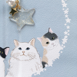 【スマホショルダーにもなる】猫の手帳型スマホケース　ブルー　壁紙&ストラップ付き 6枚目の画像
