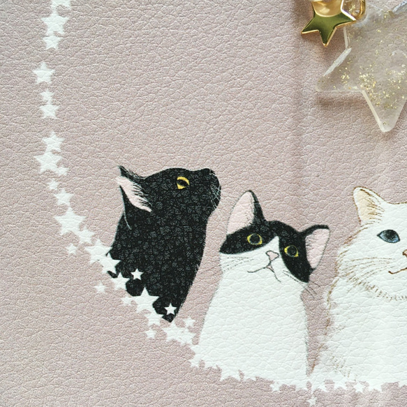 【スマホショルダーにもなる】猫の手帳型スマホケース　ピンク　壁紙&ストラップ付き 5枚目の画像