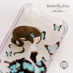 【iPhone5/5s/5c/6/6s/7/8/X】Butterfly dress ---morpho--- 2枚目の画像