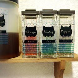 【耐水】猫の調味料ラベルシール♡ブルー　27枚セット 3枚目の画像