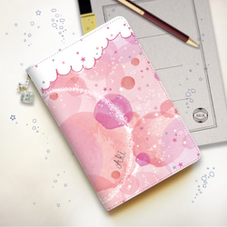 【名入れオーダー】クリームソーダのタブレットケース　Lサイズ　ピンク　iceのチャーム付き 1枚目の画像