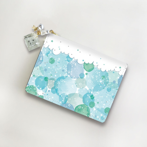 名入れオーダー】クリームソーダのカードケース ブルー iceの