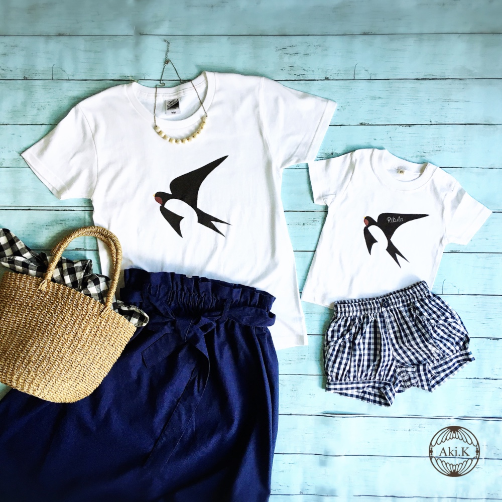 【名入れオーダー】つばめTシャツセット☆親子リンクコーデ