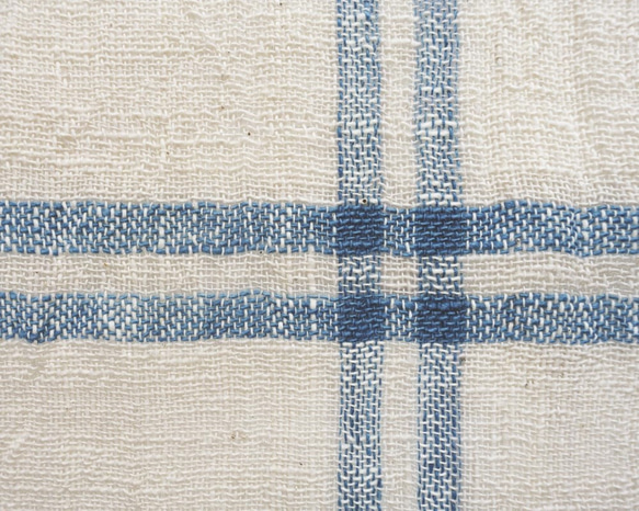 【CREOLE】手紡ぎ手織りガーゼクロス パネルチェック・白 3枚目の画像
