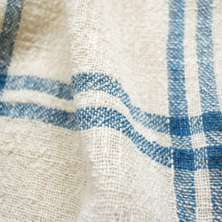 【CREOLE】手紡ぎ手織りガーゼクロス パネルチェック・白 4枚目の画像