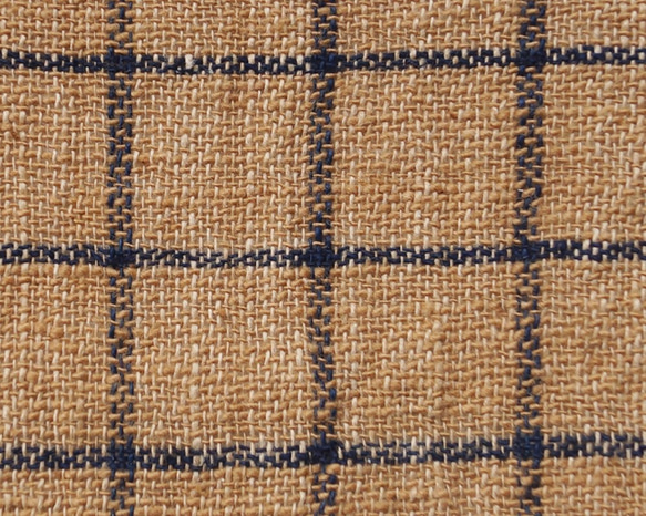 【CREOLE】手紡ぎ手織りガーゼクロス ラインチェック・茶 2枚目の画像
