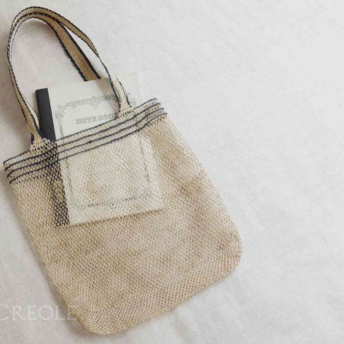 CREOLE】葛手編みバッグ ライン・M 藍 かごバッグ CREOLE 通販 9777120