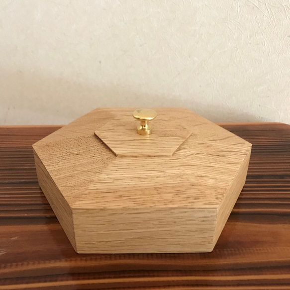 無垢ナラ材 六角形（ヘキサゴン）小物入れ フリーボックス・小物入れ