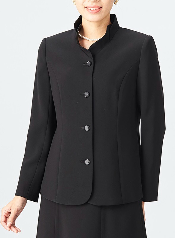 【送料無料】日本製 レディース 喪服 礼服 ブラックフォーマル フラワーカラー単品ジャケット7024 2枚目の画像