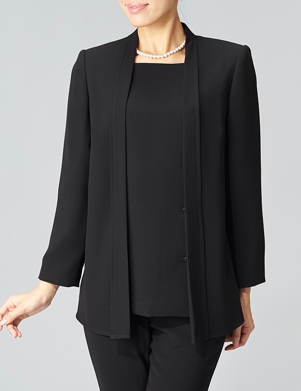 喪服 礼服【チュニック風単品ジャケット】ブラックフォーマル＜日本製＞7019