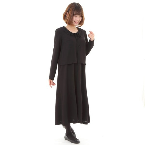 喪服 レディース ロング丈 ロング 前開き ワンピース 礼服 日本製 