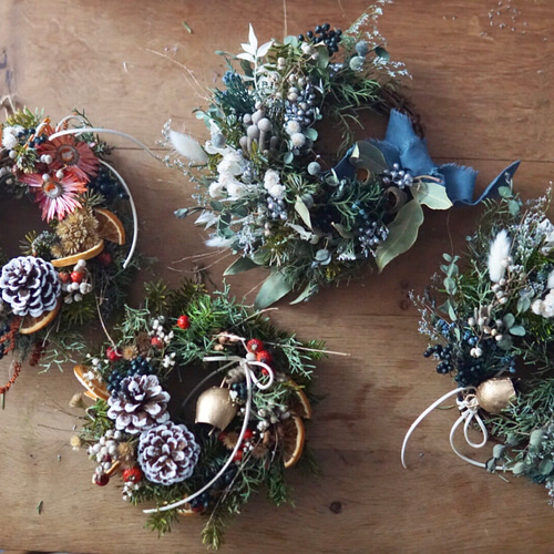 【美品】おしゃれ　リース　ドライフラワー　クリスマス 大きなクリスマスリース 45cm ドライフラワーリース 大きいリース