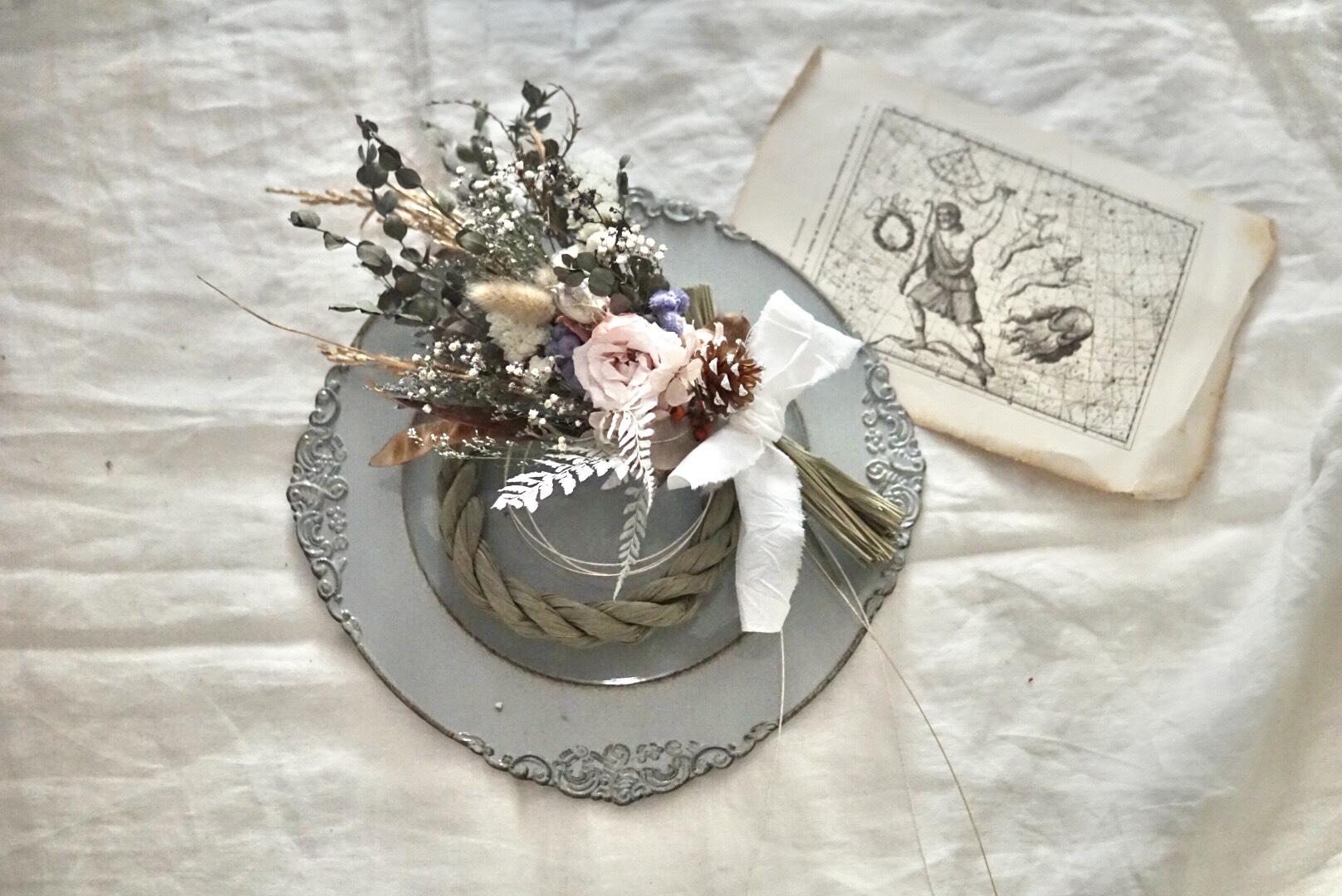 2way スワッグ&しめ縄飾りBonne année2021 No.6 ドライフラワー お正月