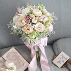 antique rose Bouquet 'n' boutonniere :アンティークローズのブーケ＆ブートニア 3枚目の画像