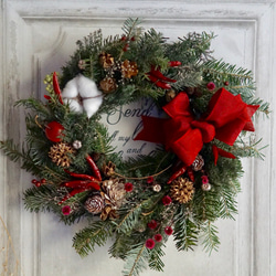 'xmas wreath' フレッシュなモミのクリスマスリース 1枚目の画像
