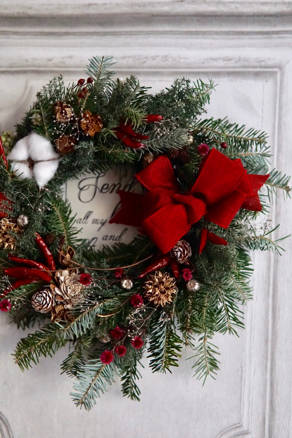 'xmas wreath' フレッシュなモミのクリスマスリース 3枚目の画像