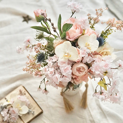 bouquet 桜と胡蝶蘭のブーケ ウェディング 前撮り ドライ