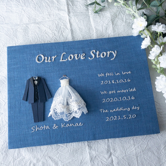 Our Love Story 刺繍ボード　カスタムオーダー　【受注生産】 2枚目の画像